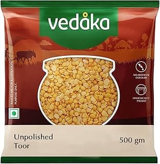 Amazon Brand - Vedaka Unpolished Toor Dal | 500 G | Popular Toor Dal | Naturally Rich in Protein | Naturally Cholesterol Free