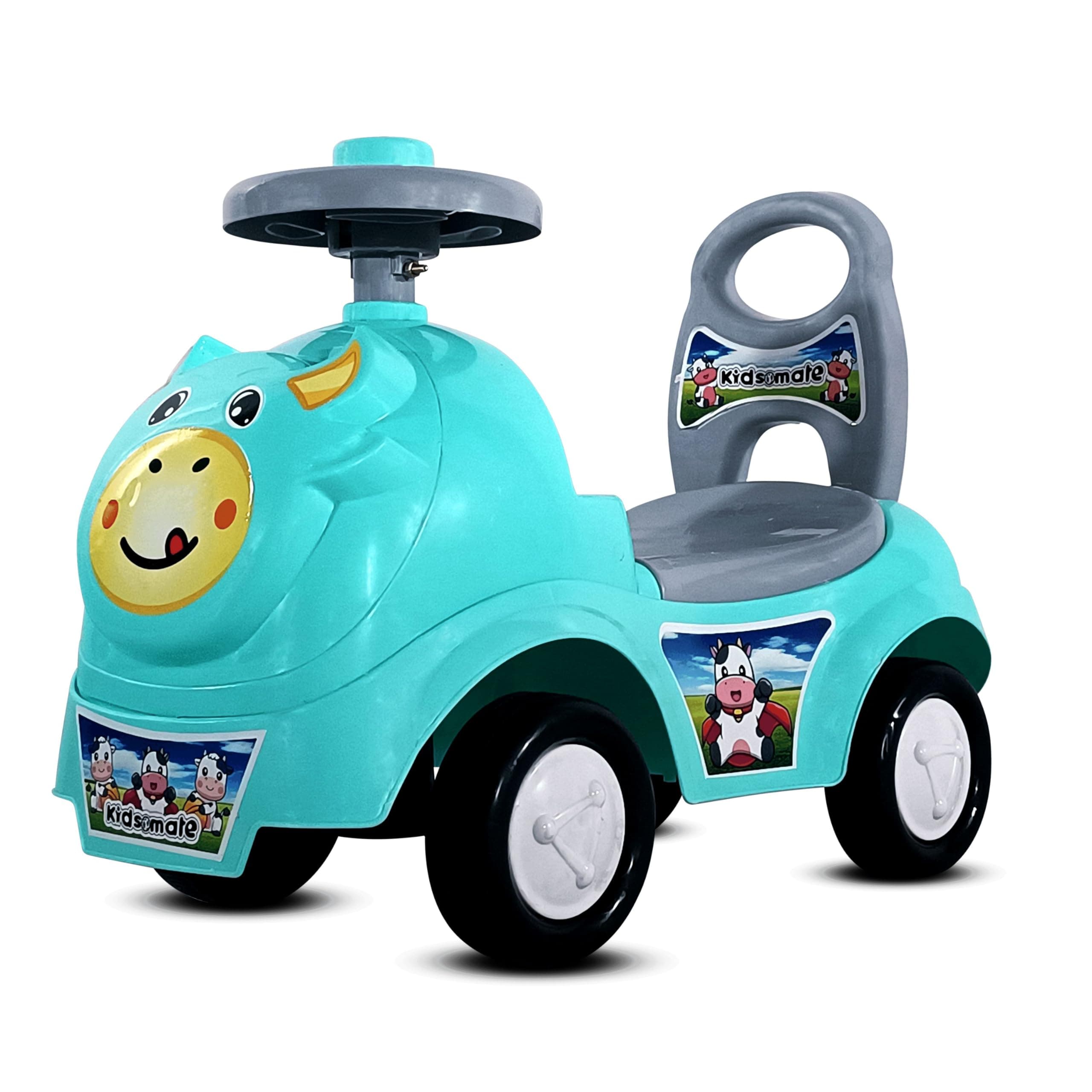 Kidsmate Bunny Ride On for Kids | Baby Car Features Music, Horn, Backrest, Safety Guard, & Storage | Toy Car for Kids Ensuring Smooth & Fun Play with Big Wheels | Push Car for 1-3 Years (Sea Green)