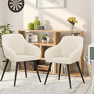 annjoe Faux Leather Accent Chair Arm Chairs Living Room Chairs Leisures Chair Upholstered Chair with Metal Legs Set of 2 for Home Kitchen Office Bistro Cafe