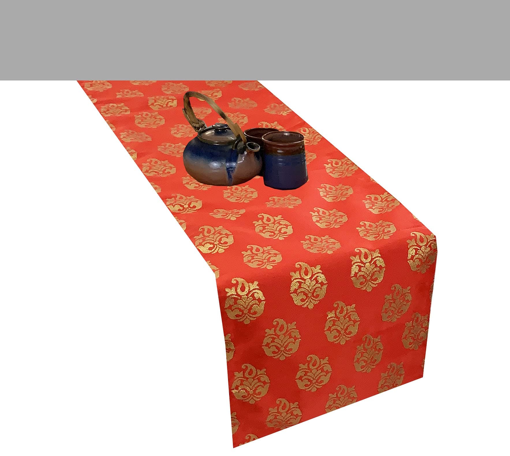 Pink parrot- Dupian Silk Multi Colour Table Runner 12x60 inch.
