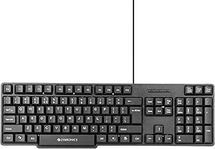 Zebronics Wired Keyboard with 104 Keys, 1.2m Cable, ₹ Key, USB Interface, UV-Coated Keys, Retractable Stand, USB Nano Receiver, for PC, Laptop(K65, Black)
