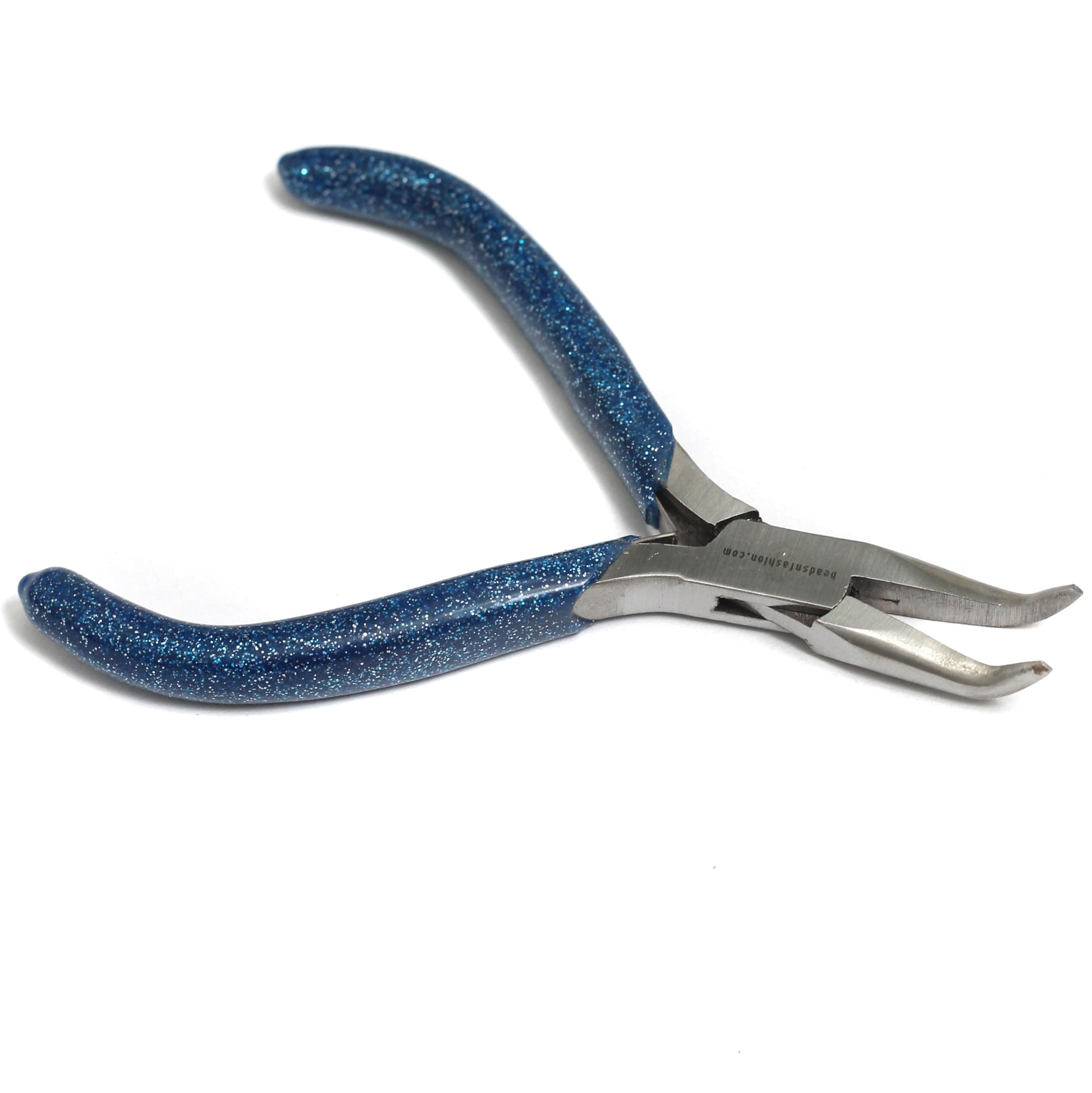 Beadsnfashion Bent Nose Pliers (4.5 Inch) – Professional Stainless Steel Jewellery Making Tool with 7 cm Comfortable Blue Grips for Beading, Wire Wrapping & Detailed Craft Work