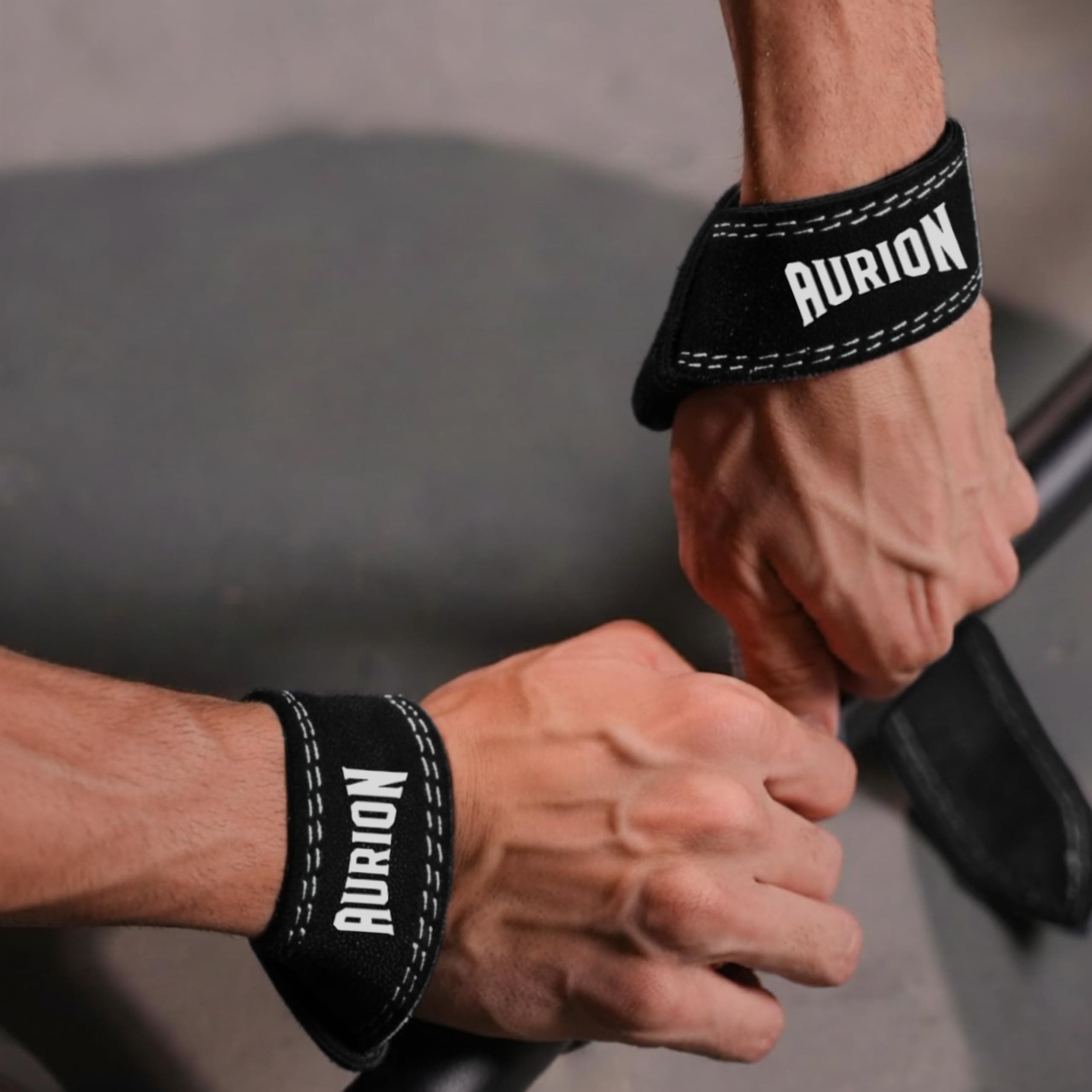 Aurion Premium Genuine Leather Wrist Strap for Gym - 1.5" Width Band, 19" Length, Lifting Straps, Wrist Support for Gym Workout, Suitable for Men and Women