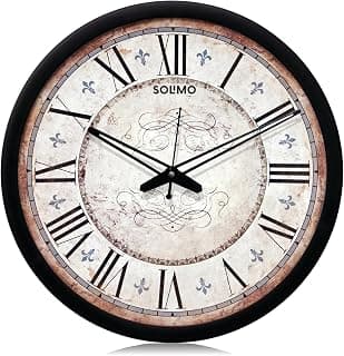 Amazon Brand - Solimo Plastic Silent Movement Designer Wall Clock (Black Frame, 12-inch)