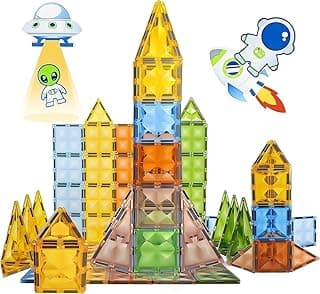 WireScorts® Magnetic Tiles for Kids, Magnetic Building Blocks for Kid 3 4 5 6 7 8 Years, Educational Learning Toys for 2 3 4 5 Year, Magnetic Toys for Kid, Learning Educational Brain Toys - 28Pcs
