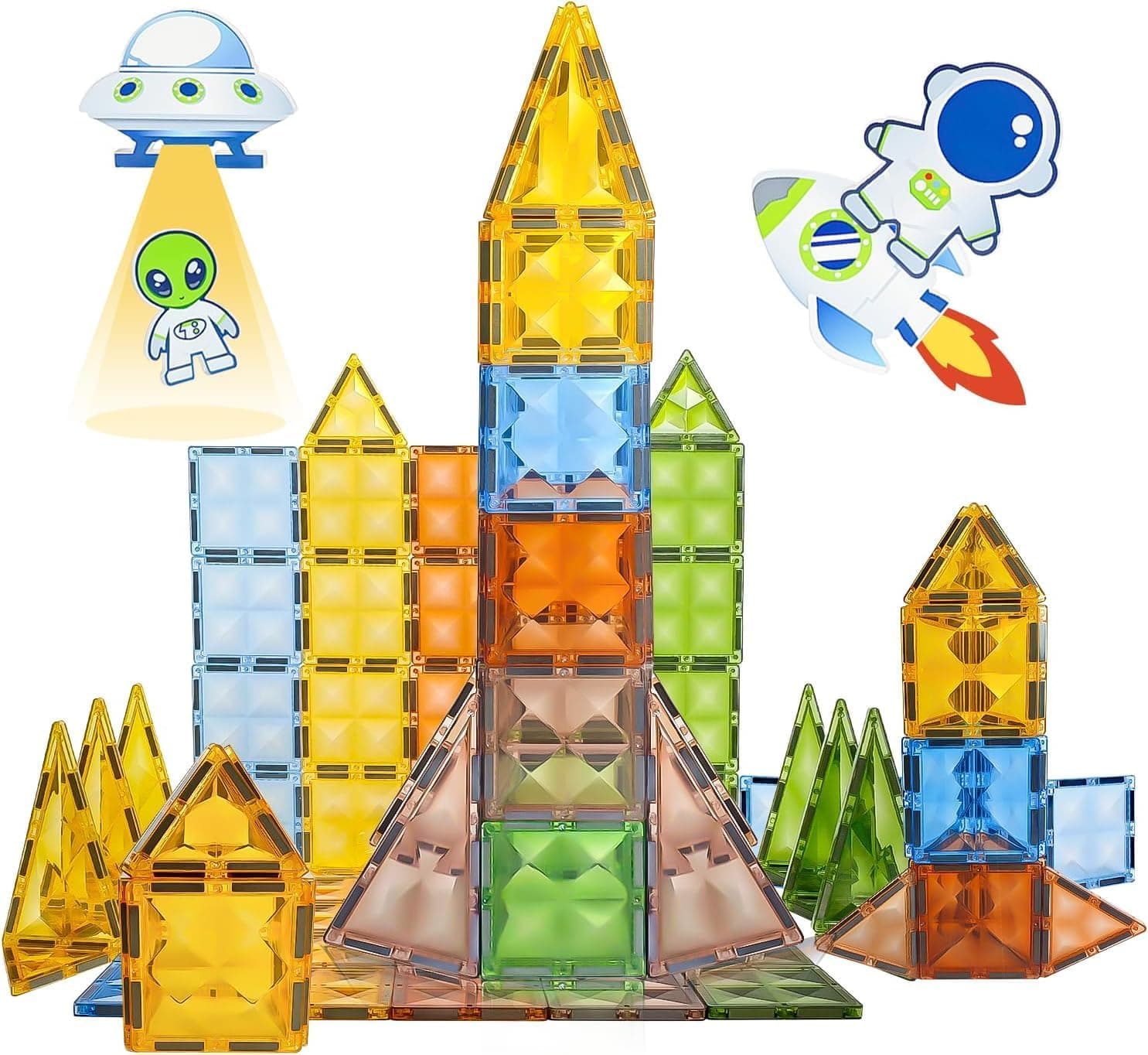 WireScorts® Magnetic Tiles for Kids, Magnetic Building Blocks for Kid 3 4 5 6 7 8 Years, Educational Learning Toys for 2 3 4 5 Year, Magnetic Toys for Kid, Learning Educational Brain Toys - 28Pcs