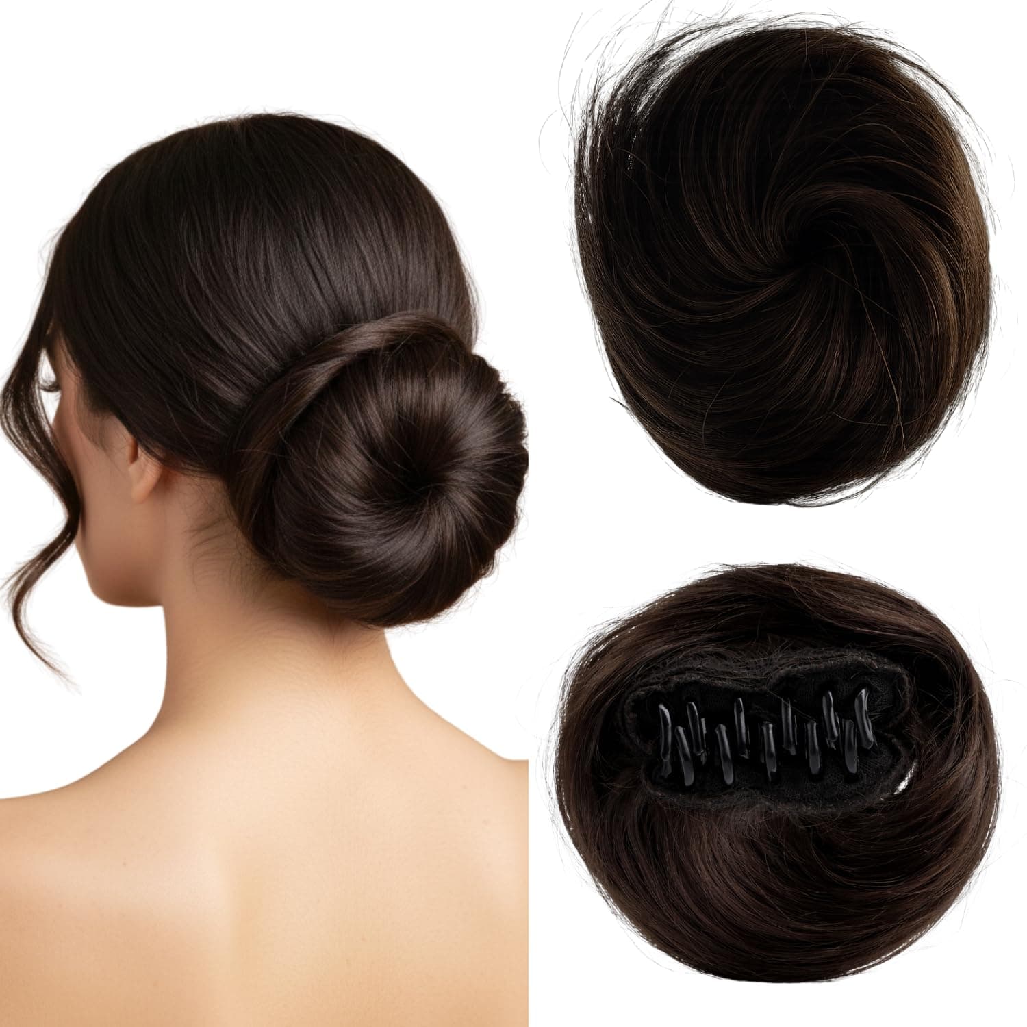 Lavish Locks Hair Bun for Women-100% Natural Real Human Hair Extension | Clutcher Hair bun for Women and Hairs Volumizer Easy-To-Wear Hair's Clutcher for Women-Trendy Look (Black)