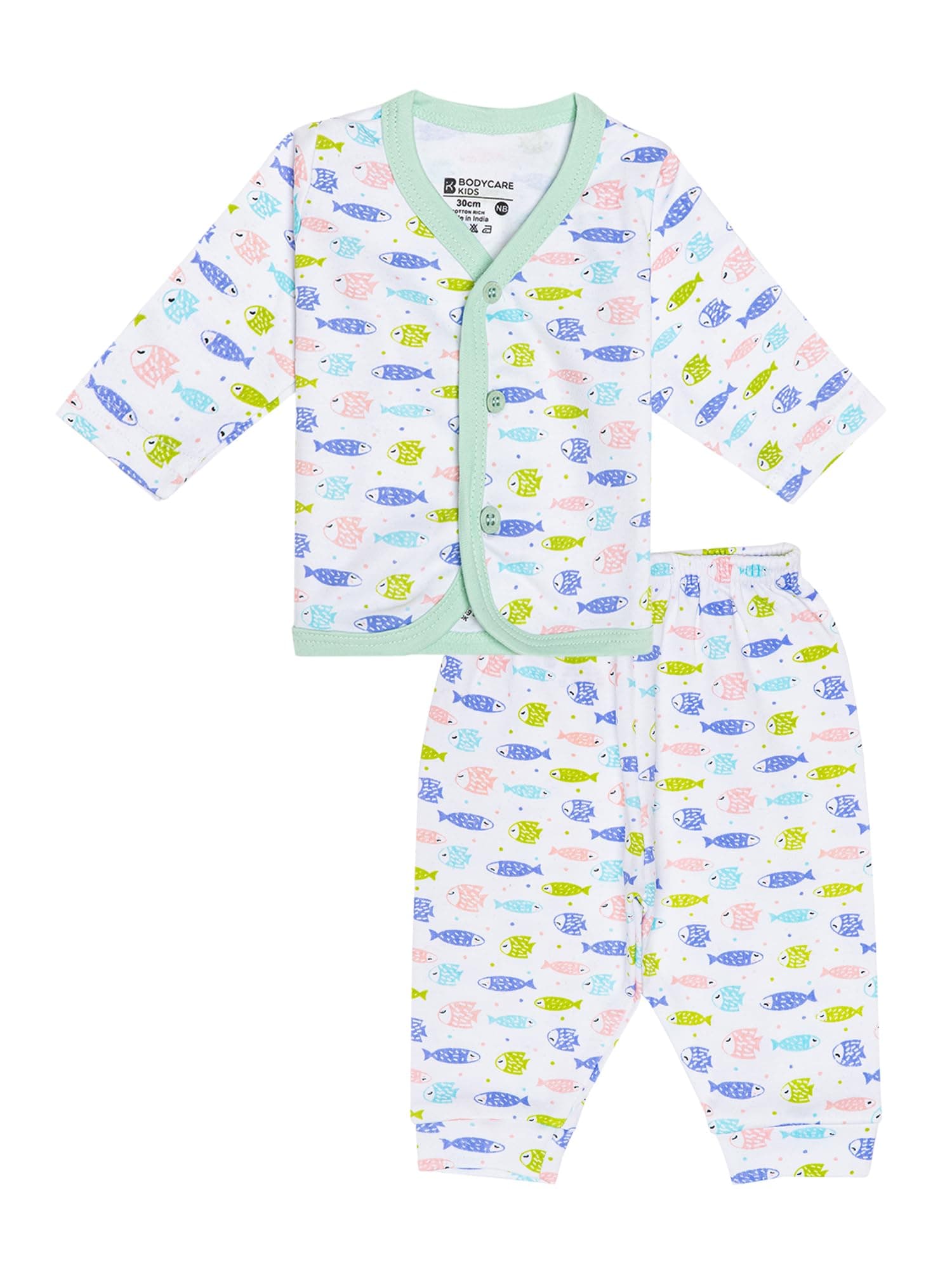 BODYCARE Baby Pajami Suit, Front Open, Full Sleeves, Soft & Comfortable, Assorted - Ideal for Newborns and Infants
