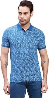 Parx Men's Pure Cotton Print Pattern Regular Fit Polo Neck Half Sleeve Casual T-Shirt