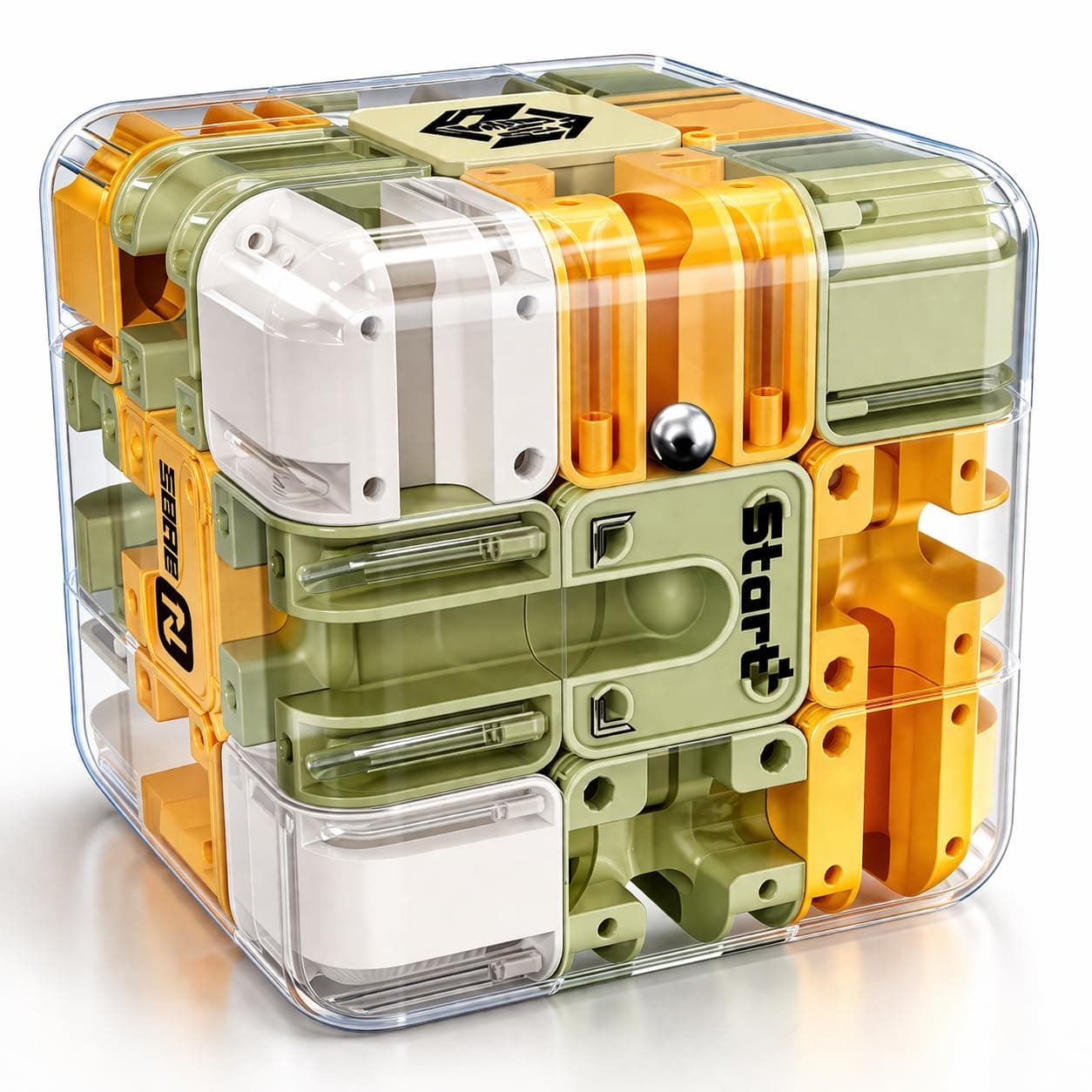 3D Maze Puzzle Cube with Metal Ball - Handheld Marble Run Brain Teaser Game Toy with Transparent Design and Smooth Rotation for Kids and Adults | Focus Skill Educational Challenge