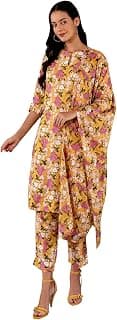 W for Woman Women Viscose Regular Kurta Set With Straight Pant & Dupatta