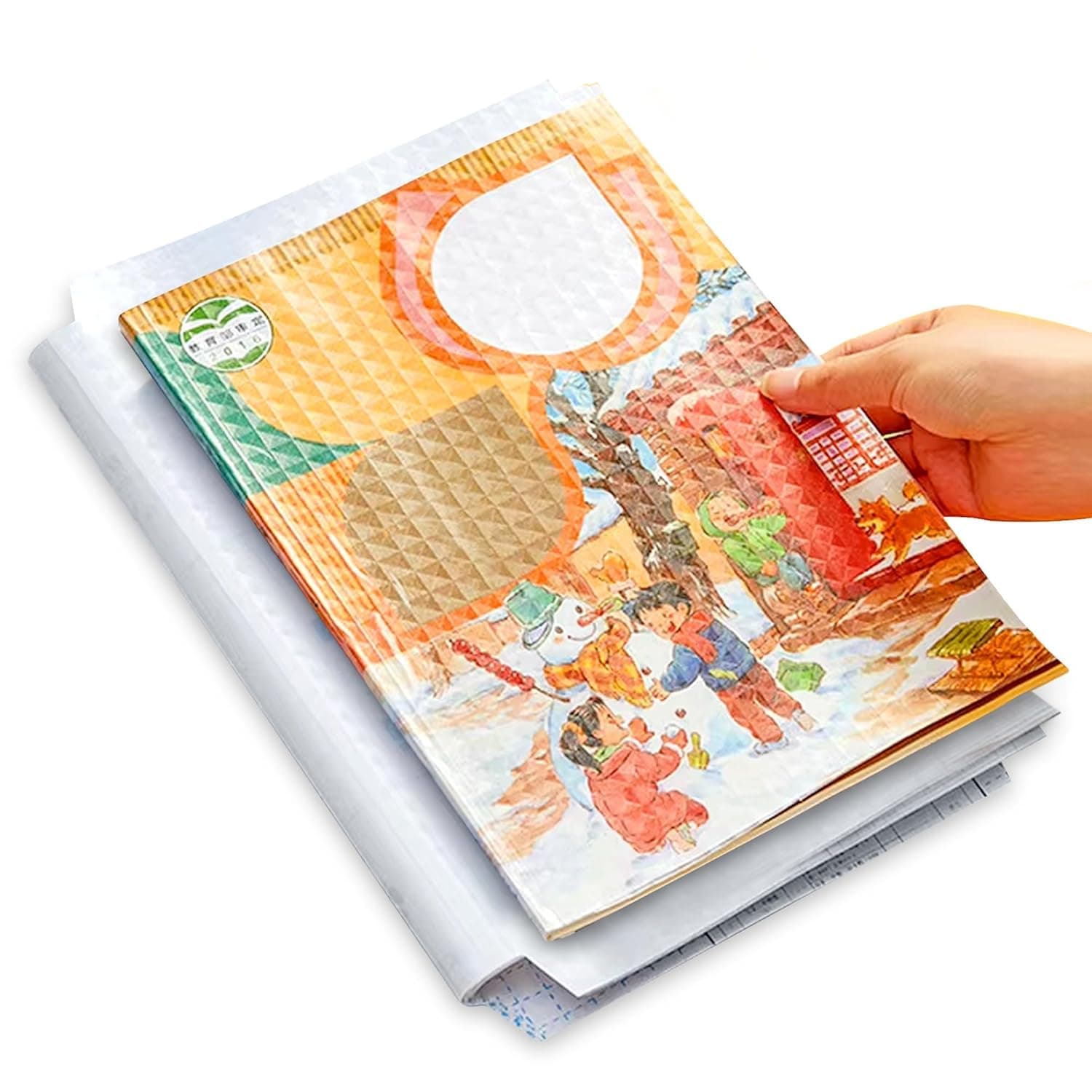 GLUN® A4 Book Biding Cover Transparent Paper Sticker Book Cover Film,Waterproof School Textbook Protective Case Cover, Cut Self-Adhesive Book Cover Paper Sticker Pack 10
