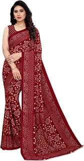 Satrani Women's Georgette Bandhani Printed Saree with Blouse Piece