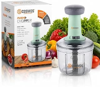 E-COSMOS® Food Chopper 900ml, 4 Blade Steel Large Manual Hand-Press Vegetable Chopper Mixer Cutter to Cut Onion, Salad, Tomato, Potato (Pack of 1) 900ml