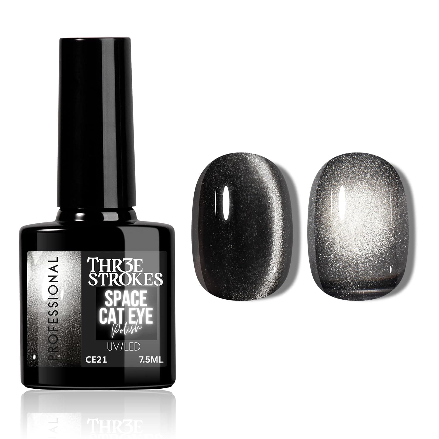 THR3E STROKES 9D Glitter Cat Eye Gel Magnetic Nail Polish Art Manicure DIY at Home Soak Off UV Gel 7.5ML (CE21, 7.5ML)