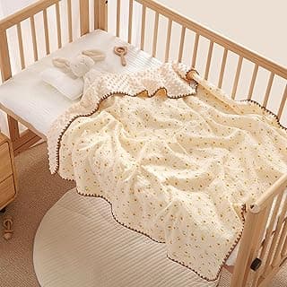Little Boo Baby Soft Cotton Blanket with Dotted Double Layers Muslin Soft Swaddle for Newborn Baby Receiving Blankets,Toddler,Ultra-Soft Fabric, Wrap(0–2 Years) (Pack of 1) Print May Vary
