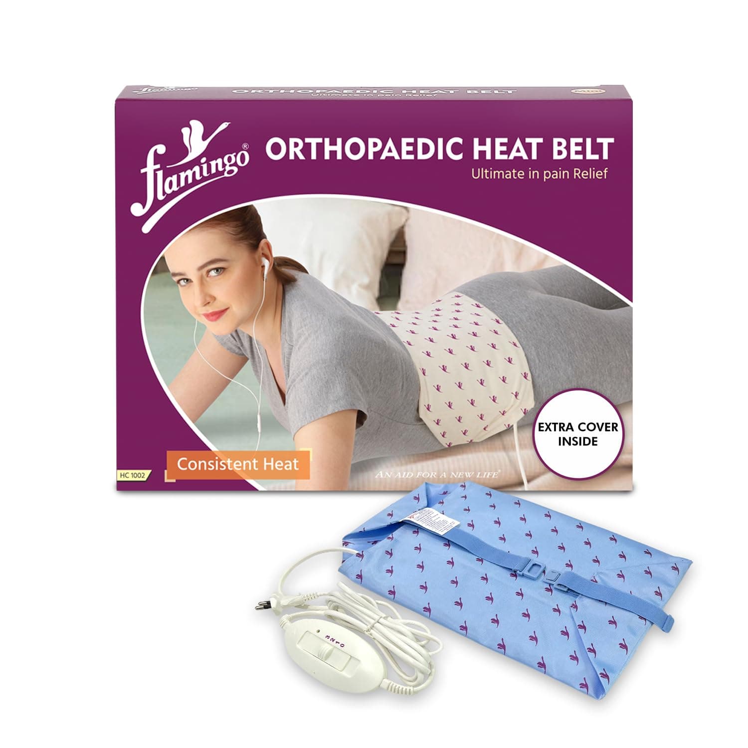 Flamingo Orthopaedic Electric Heating Pad - XL SIZE for Back Pain Relief, Neck, Knee & Shoulder | Heat Therapy Pad for Muscle Pain & Menstrual Cramps | Temperature Control | 34cm X 25cm