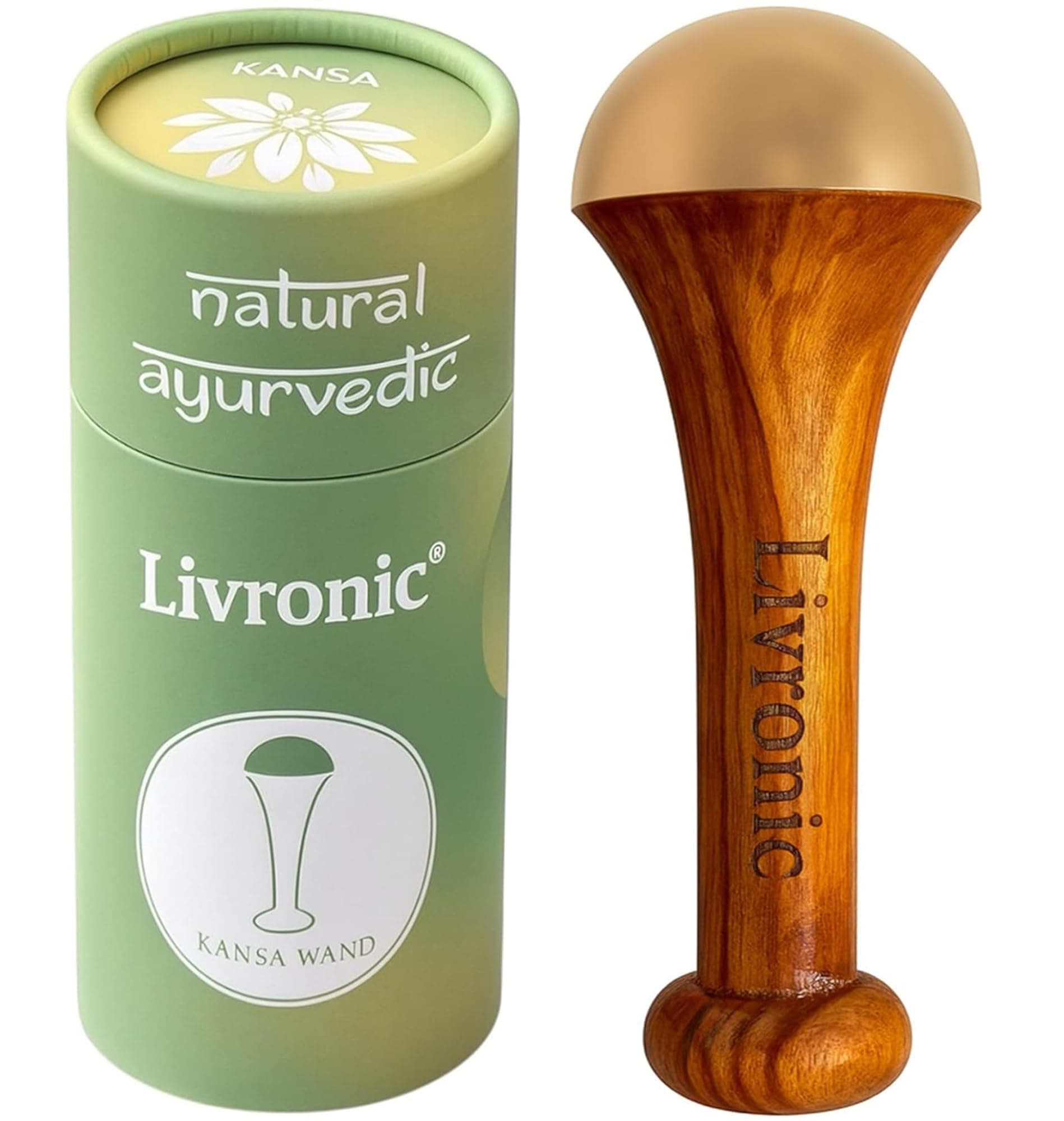 Livronic® Kansa Wand for Foot Massage with Teak Wood Handle | 4.5 cm Bronze Kansa Vati Face & Foot Massager | Kasa Kasya Wati/Kashyachi Swakansa Vati for Detox, Relaxation & Body Wellness (Pack of 1)