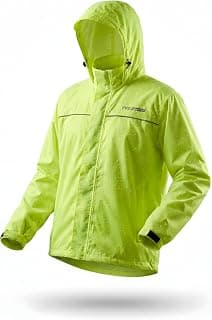 TVS Racing Rainshield Pro Rain Jacket | Lightweight Waterproof Rain Coat for Men | Compact Rain Jacket for Boys & Girls | Windproof Riding Rain Coat with Reflective Details - Neon
