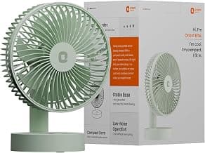 Orient Electric Elfie Rechargeable Personal Fan | 90° Adjustable Airflow | 1800 mAh Battery | 4 Speed Modes | Quiet Operation | USB Type-C Charging | Compact Mini Fan | Matcha Green