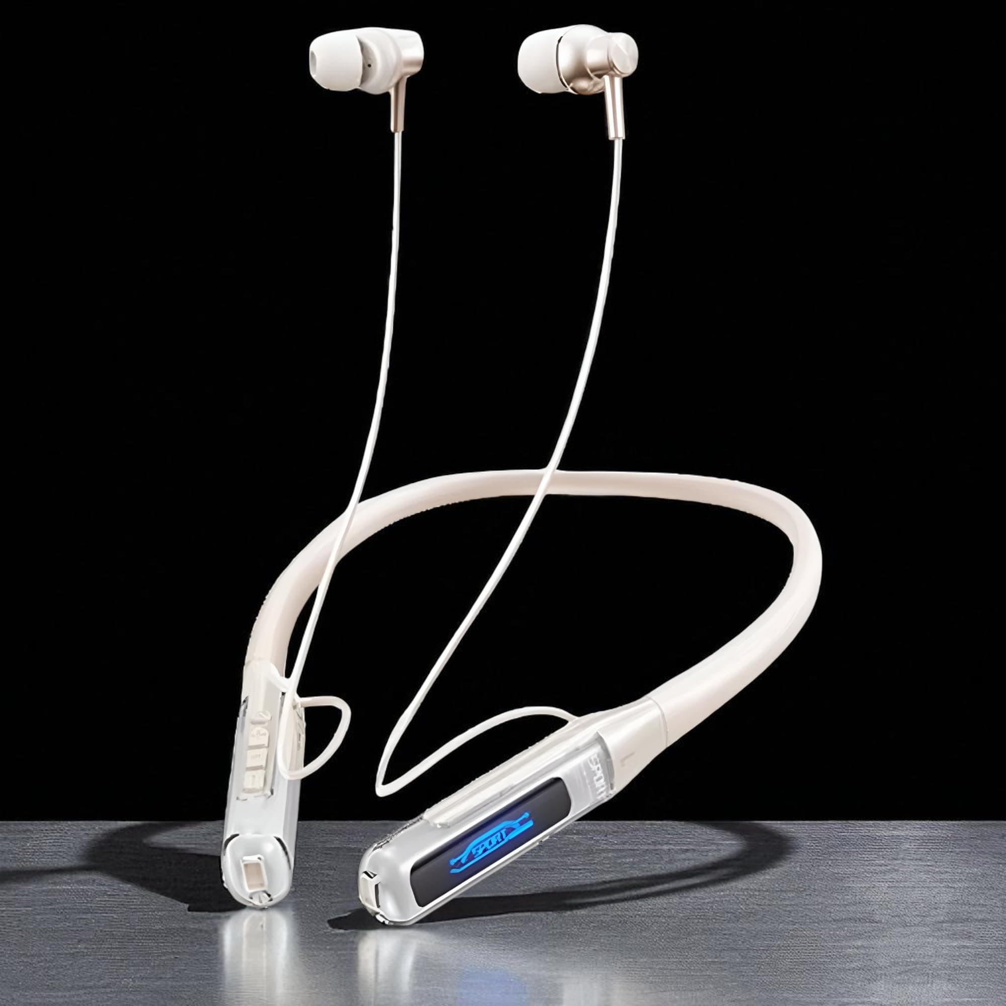 iFAST IF-125 Digital Display Bluetooth 5.4 Wireless Neckband Earphone| HD Call Stereo Bass | Up to 50 Hours Music Playtime | Noise Cancellation, Voice Assistance, Dual Pairing [ White ]