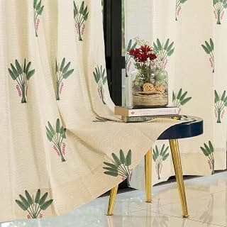 Urban Space 100% Cotton Curtains 7 feet Long Set of 2, 60-65% Room Darkening Curtains, Decorative Curtains with Eyelets/Rings for Hanging, Tieback Included (Palm Lagoon Green, 7 feet x 4 feet)