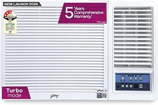Godrej 1.5 Ton 3 Star| 5 Years Comprehensive Warranty| Turbo Mode, Window AC (Copper, Anti Corrosive Blue Fin, AC 1.5T TR WIC 18W3TG WA, White)