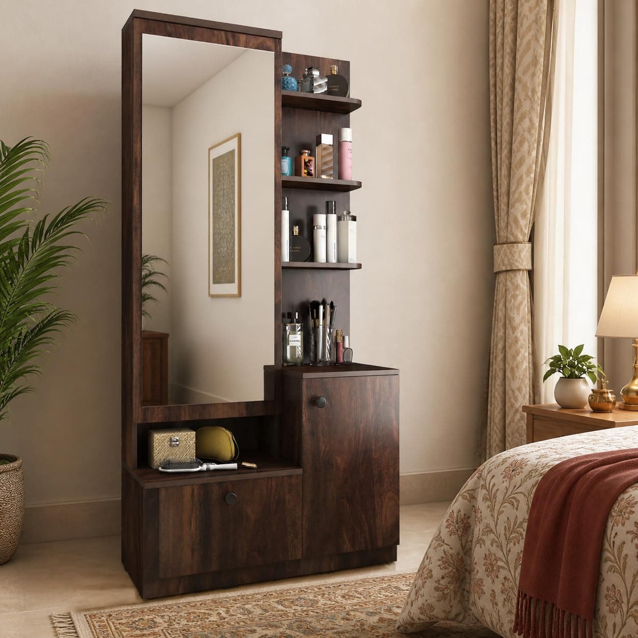 Studio Kook Bella Engineered Wood Dressing Table (Matte Finish) (Junglewood)