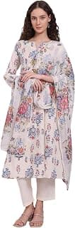 W for Woman White Floral Printed Chiffon Dupatta with Lace