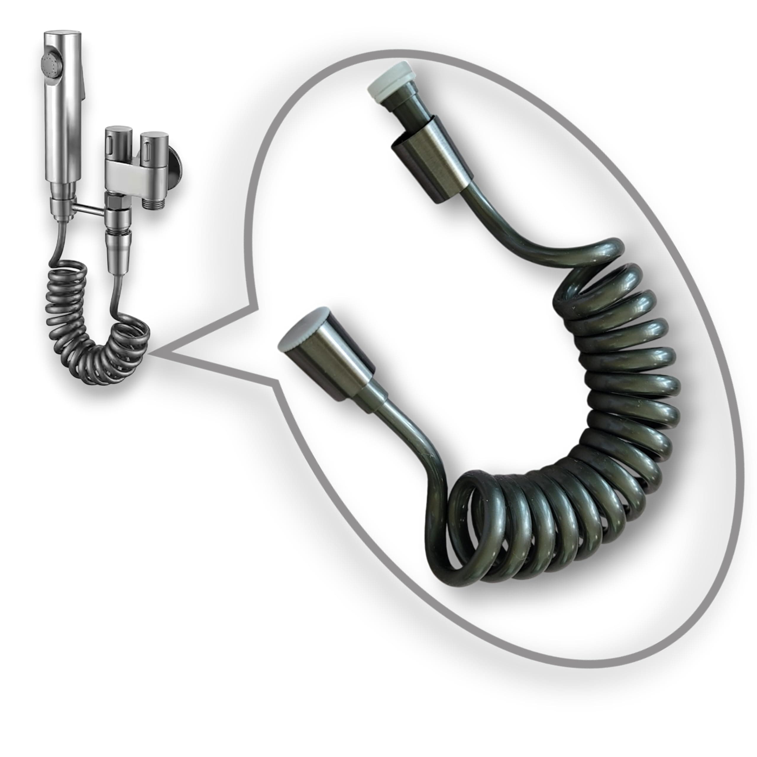 Zusha Health Faucet Pipe 1.5 Meter | Flexible Spiral Jet Spray Hose Pipe for Toilet | Leakproof Bidet Spray Replacement Pipe Tangle-Free High Pressure Health Faucet Hose Bathroom Commode Spray Tube