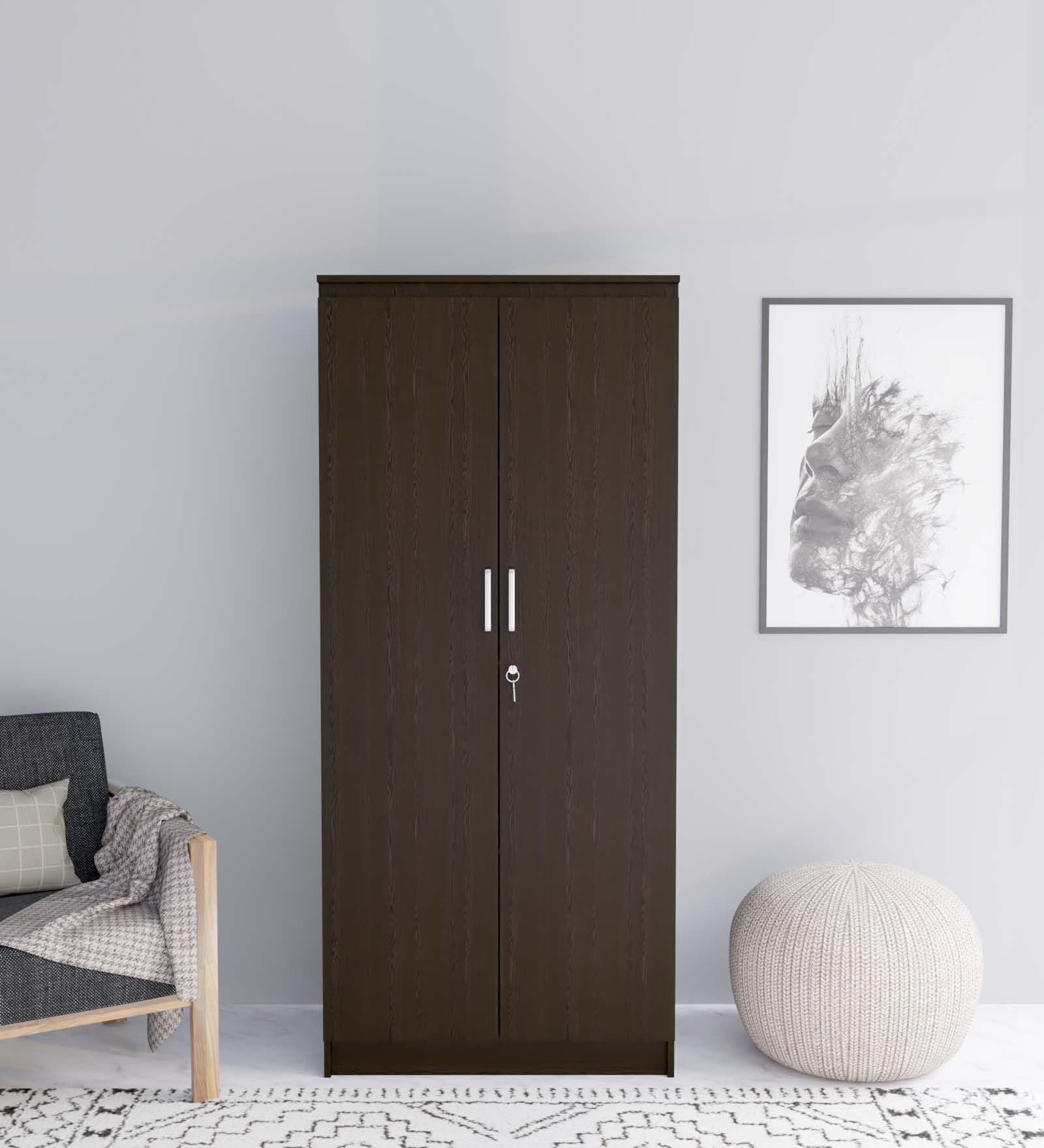 NEUDOT Mono Engineering Wood 2 Door Wardrobe | Almirah for Clothes Wooden | Wardrobe Organizer for Clothes | Multipurpose Almirah for Storage Bedroom | 1 Year Warranty - Wenge