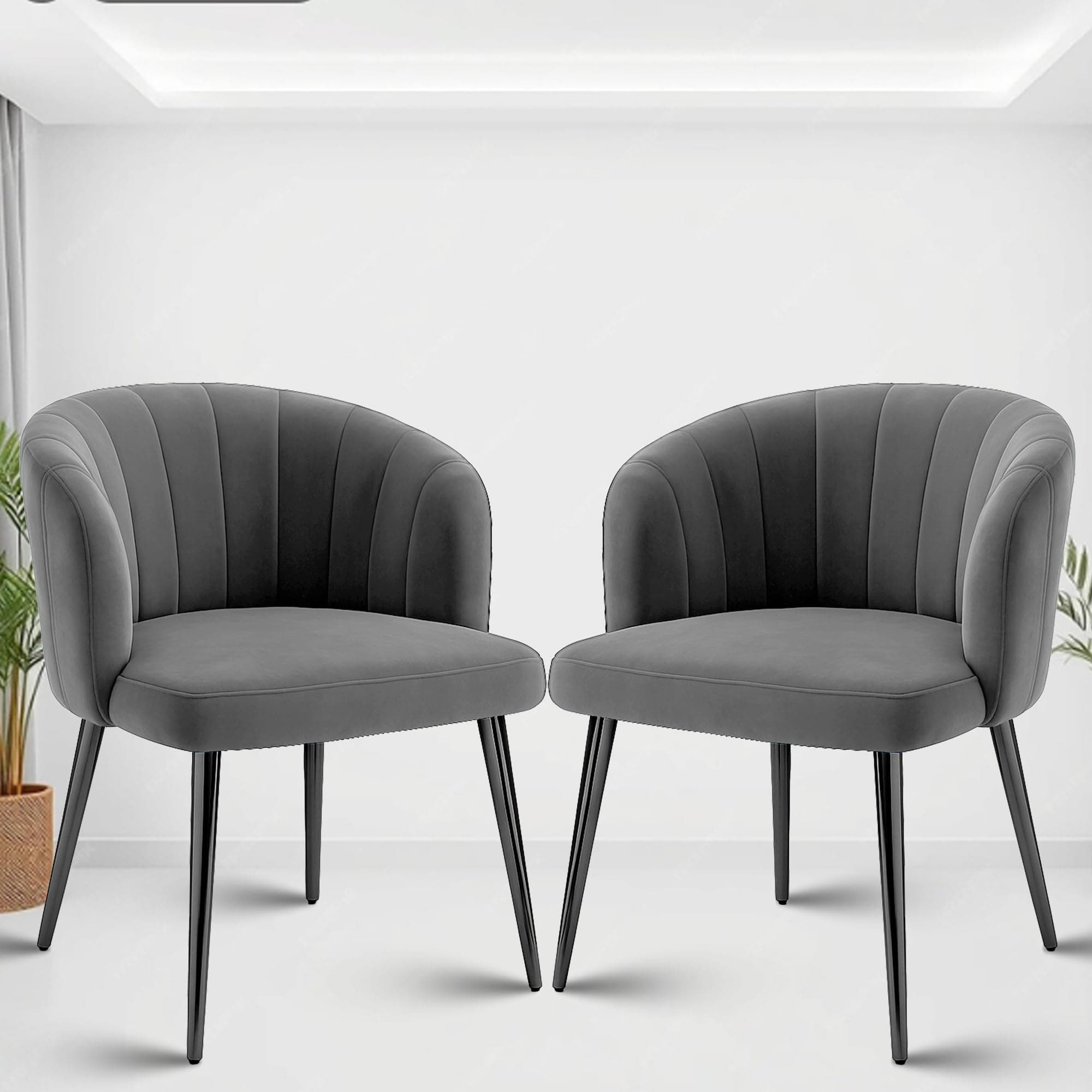 ROSE® Fire Cafe | Kitchen | Living Room Chair | Velvet Dining Chair for | Restaurants (2, Gray, Plain Valvet)