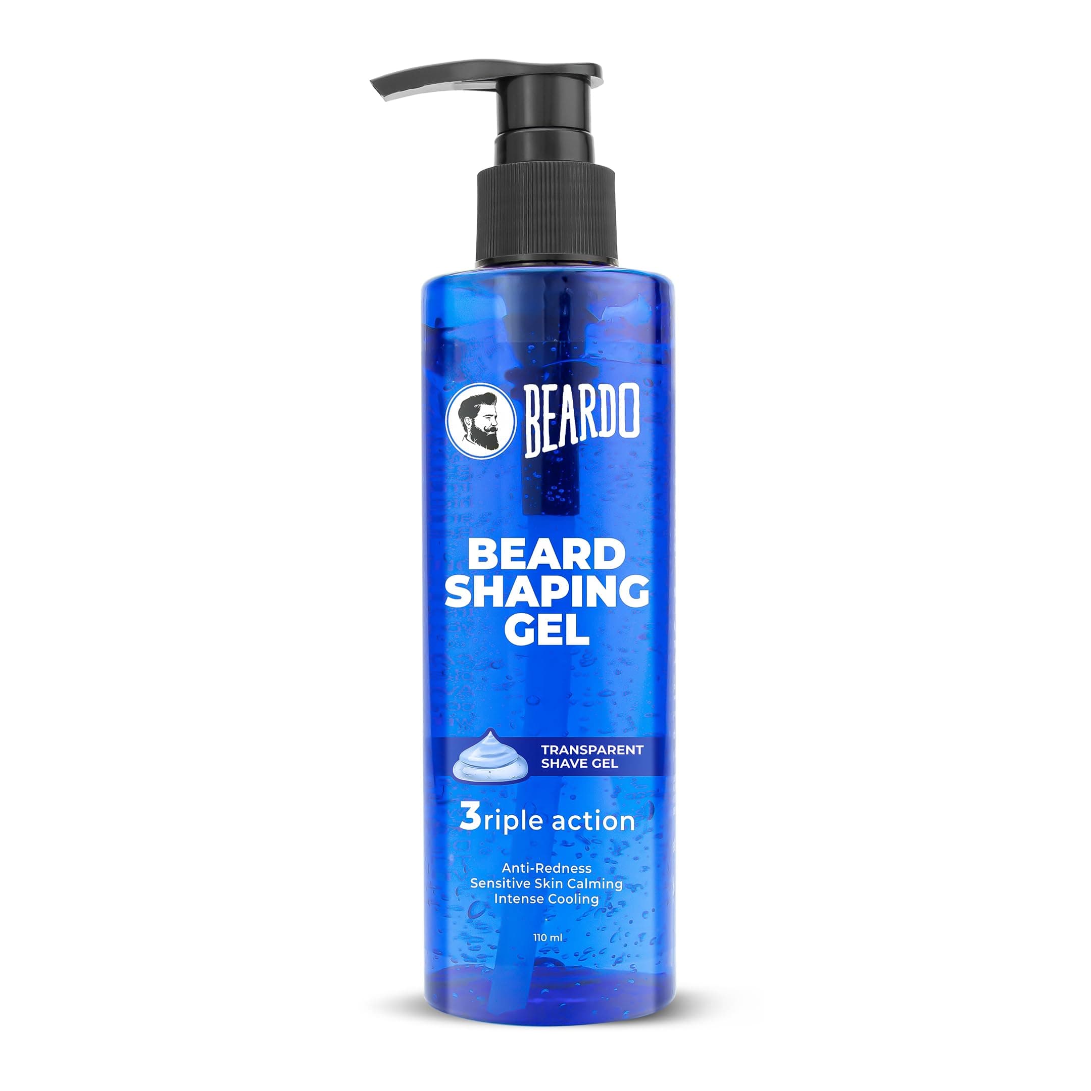 Beardo Beard Shaving Gel, 110ml | 3riple Action Transparent Shaving Gel for Men | Anti-Redness, Calming, Intense Cooling | Suitable for Sensitive Skin