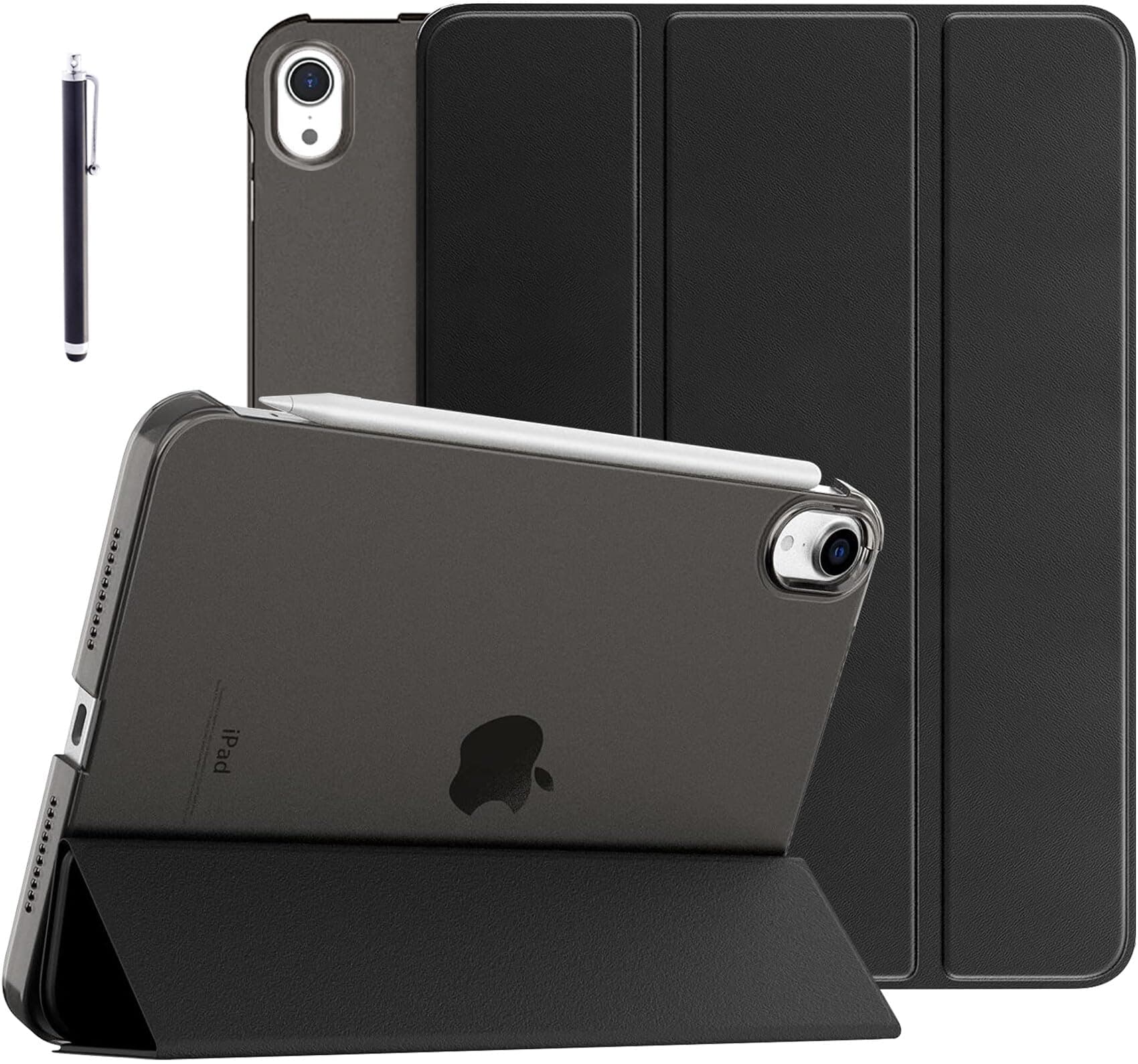 Robustrion Cover for iPad mini 7 / iPad mini 6th Generation Cover Case with Translucent Back for iPad mini 7th Gen/Mini 6 [Auto Sleep/Wake Support] - Black