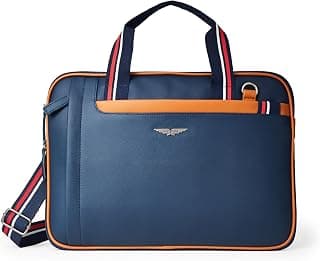 Police Men's Fobi 14" Laptop Briefcase For Official & Casual Use, Laptop Messanger bag - Navy/Tan