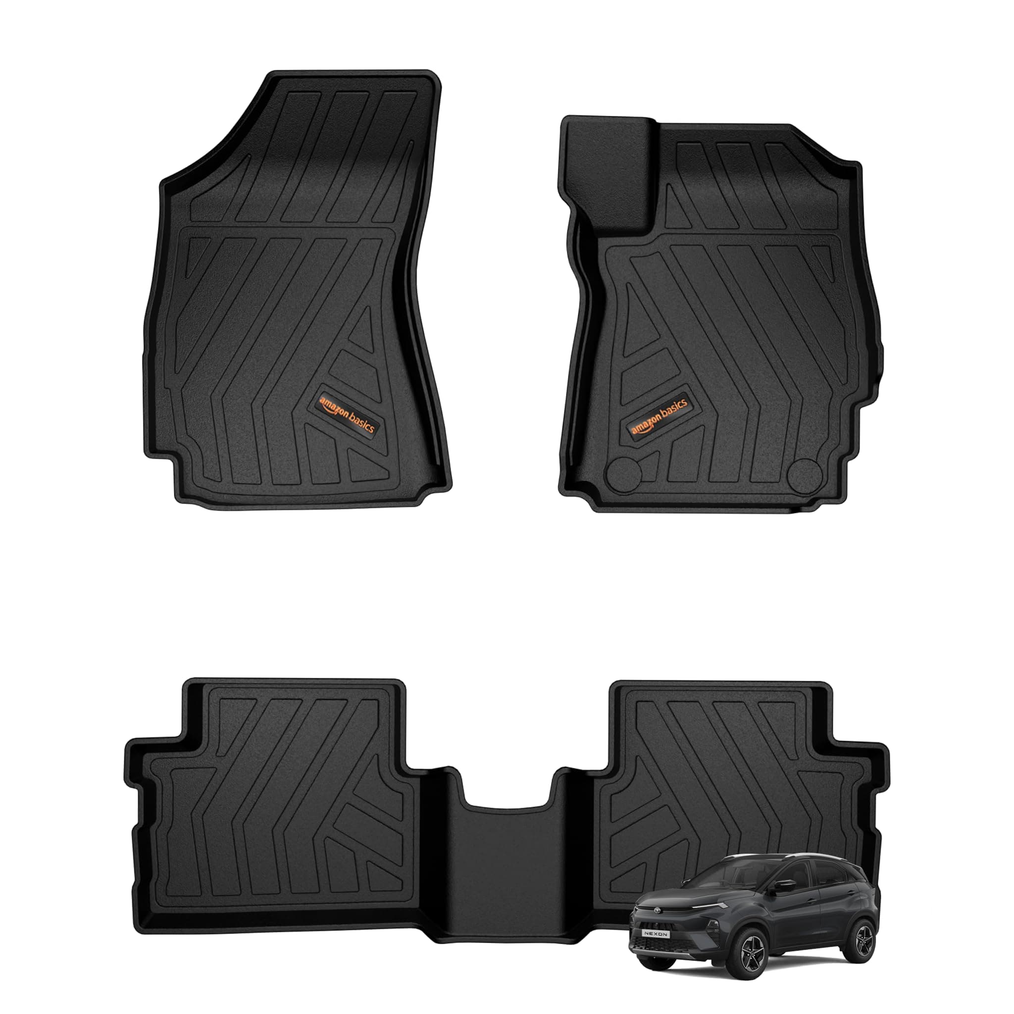Amazon Basics 5D Car Floor Mats for Tata Nexon (Manual, Jan 2022 Present, Black) | Weather-Resistant | Precision Fit| TPE | MTCM092422981964