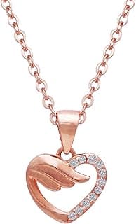 GIVA 925 Silver Rose Gold Winged Heart Pendant with Link Chain | Gift for Girlfriend Wife Women & Girls |With Certificate of Authenticity and 925 Stamp | 6 Month Warranty*