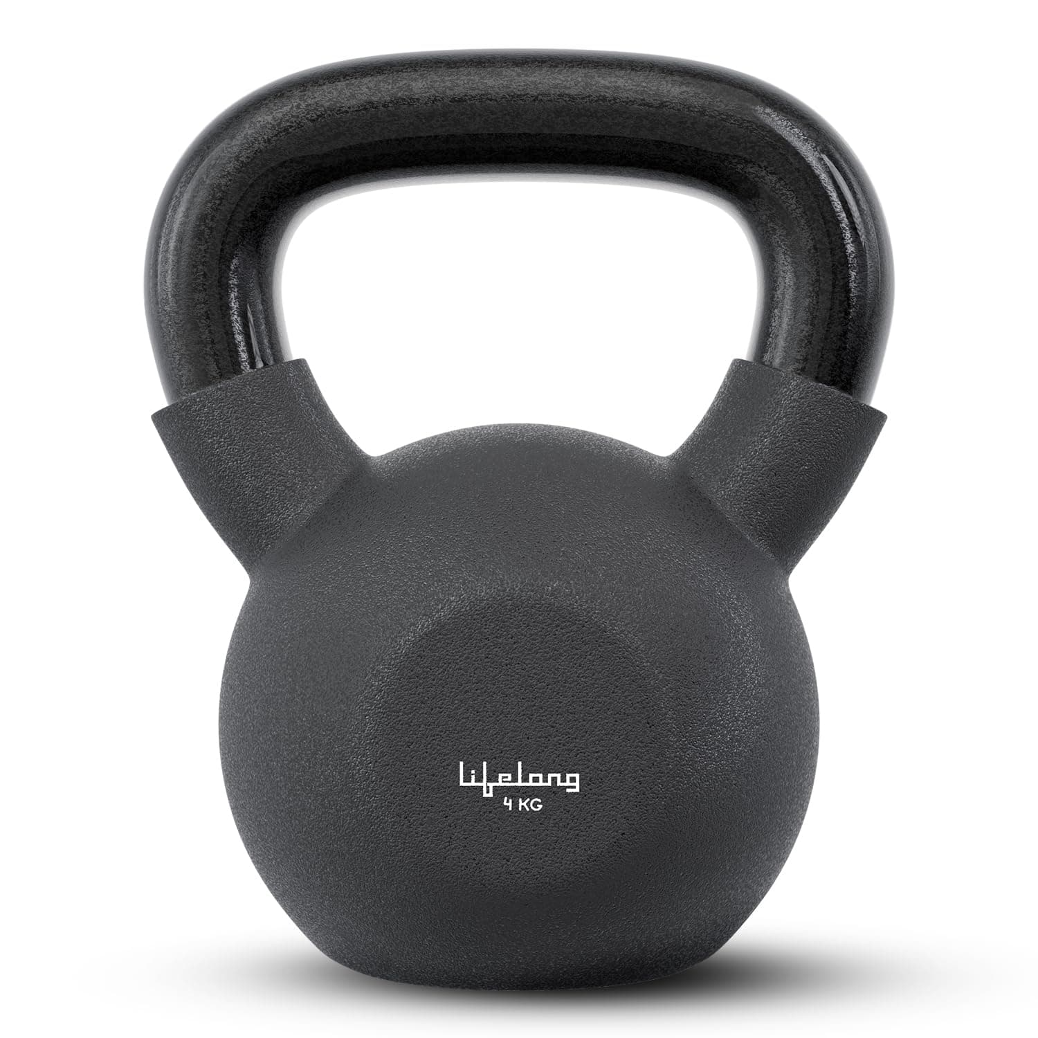 Lifelong Neoprene Cast Iron Kettlebell | Gym Equipment for Home Workout | Strength Training Kettlebell for Weightlifting | Fitness Equipment for Men & Women | Home Gym Exercise Weights (4 Kg, Black)