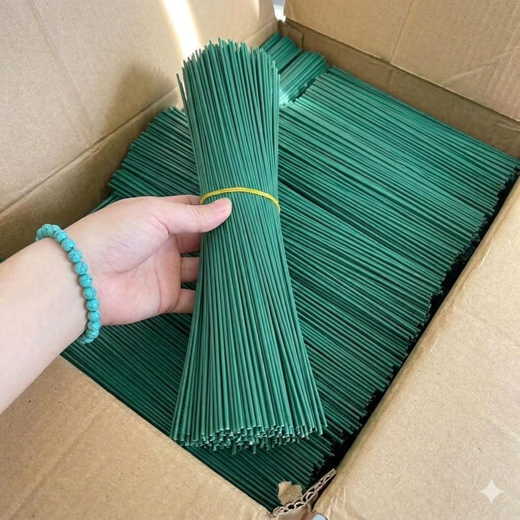 XANTHIC 50Pcs Green Floral Stem Wire, 09 Inch Extra Long, 3 MM Thickness, Craft Wire for Crochet Flower Making DIY, Bouquet Craft Sticks Supplies (50)