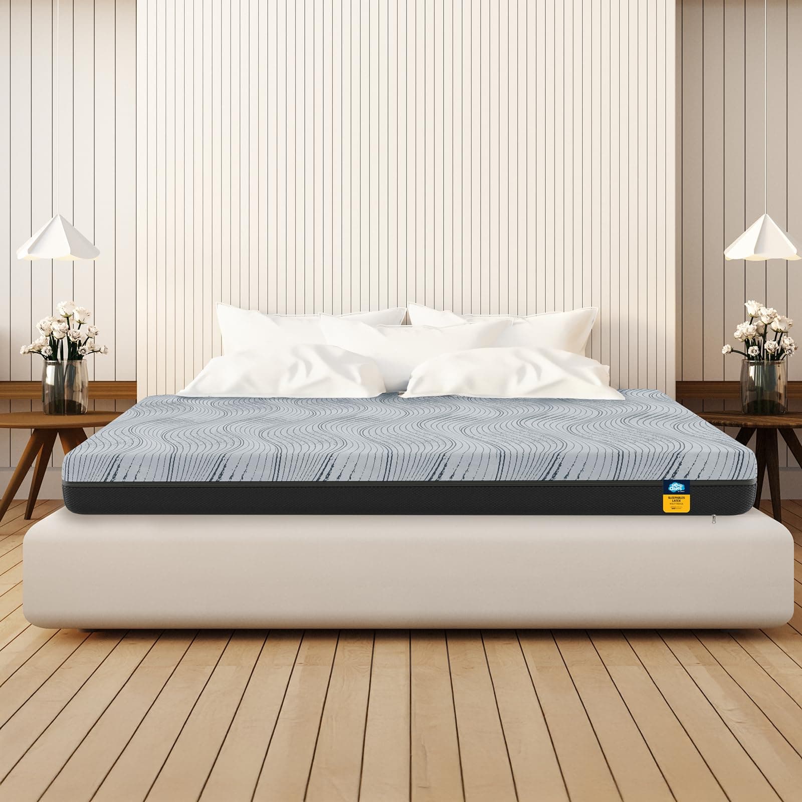 Centuary Mattresses Sleepables 8-Inch Latex Mattress|100% Natural Latex&CertiPUR HiRez Foam|Enhanced Airflow & Breathability|Anti-Sag Technology, Medium Soft Orthopedic Back Support|King, 75x72x8 in