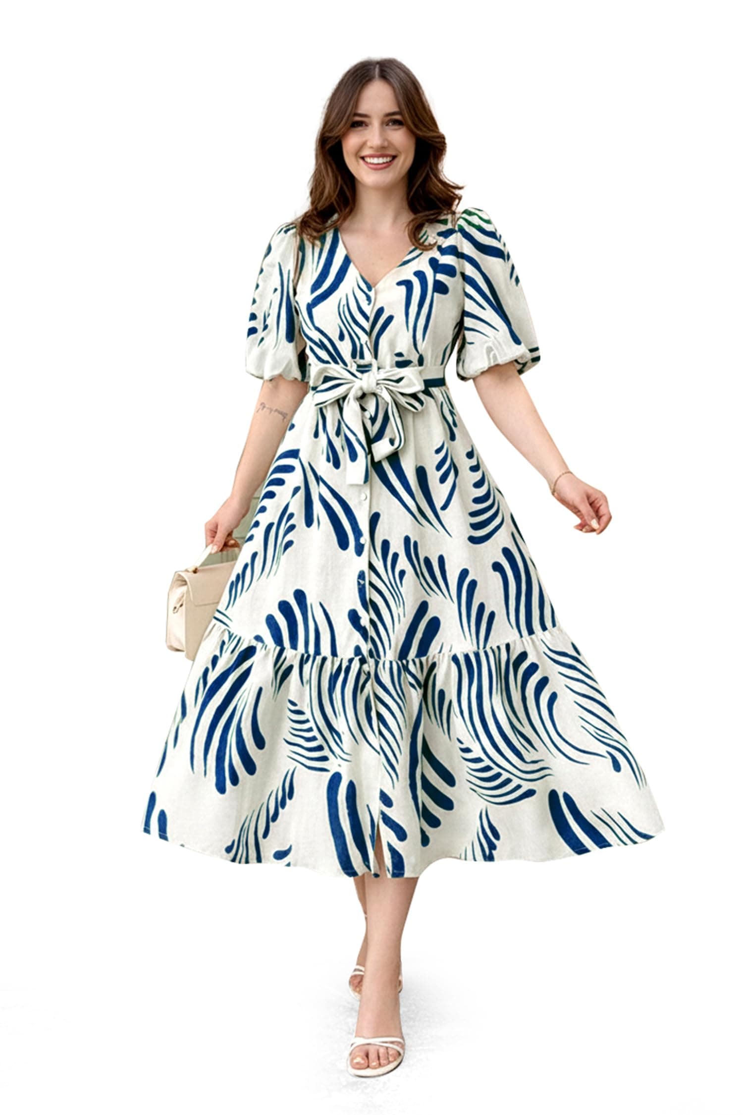Jwalin Women's Rayon Printed Midi Dress|Dress for Woman|Dresses|Western Dress|One Piece Dress
