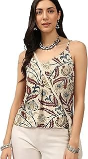 Pinkmint Women Pure Cambric Cotton Printed Peplum Top | Sleeveless Spaghetti Strap Summer Casual Top for Women & Girls