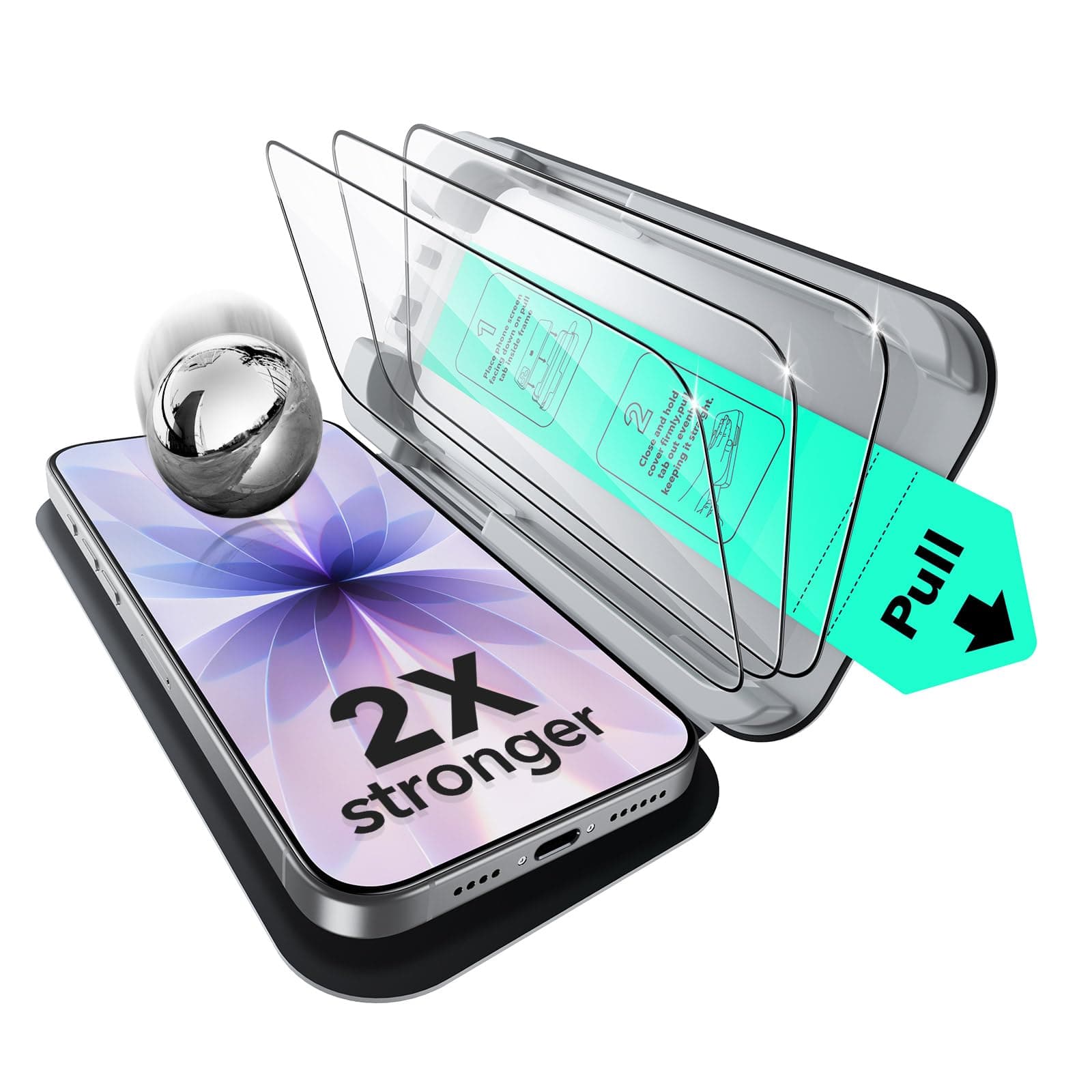 ESR 3 Pack for iPhone 17/16 Pro Tempered Glass, Military Grade Shatterproof, 9H Hardness Screen Guard, Full Coverage Screen Protector with UltraFit Tray