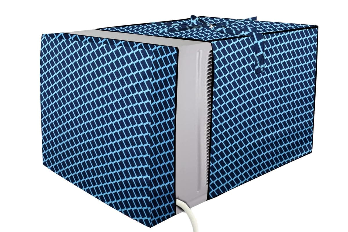 Stylista window ac cover suitable for BlueStar 1.5 Ton WIB518LN, Check Blue Color Elastic fit Cover for front and rear Of Window Ac