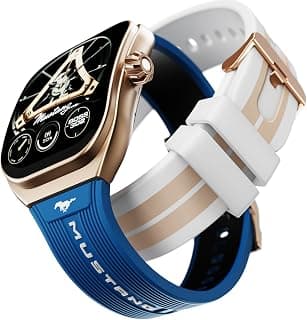 GOBOULT GOBOULT Mustang Muscle Smart Watch 2.01'' 3D Curved Display, Convertible Strap, Premium Metallic Crown, BT Calling, 600 Nits Brightness, AI Assistant, IP68 (Extra Starp, White Armor)