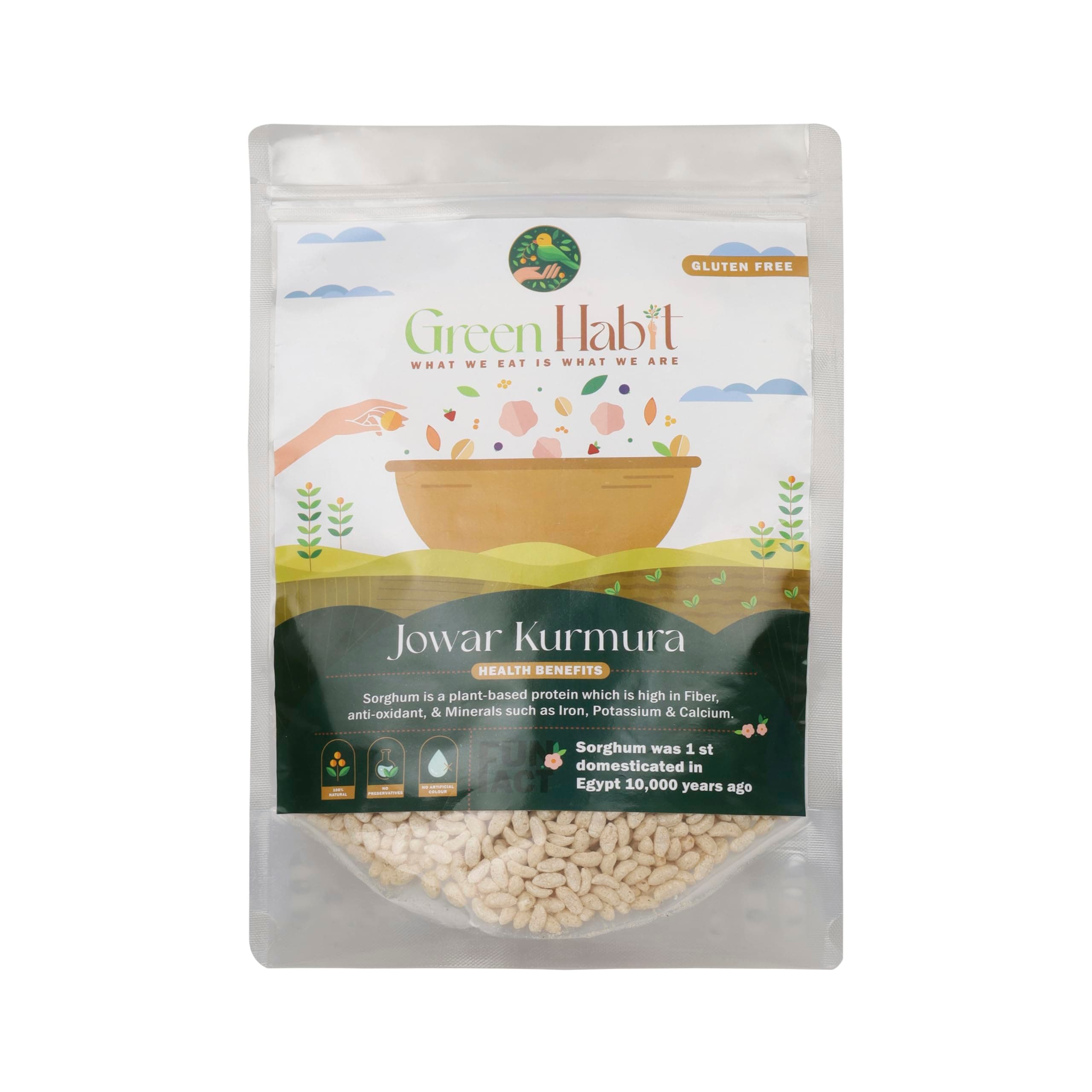 Greenhabit Jowar KURMURA MURMURA aka Jowar Puff for Healthy Breakfast Snack Food (200 gm pack of 2)
