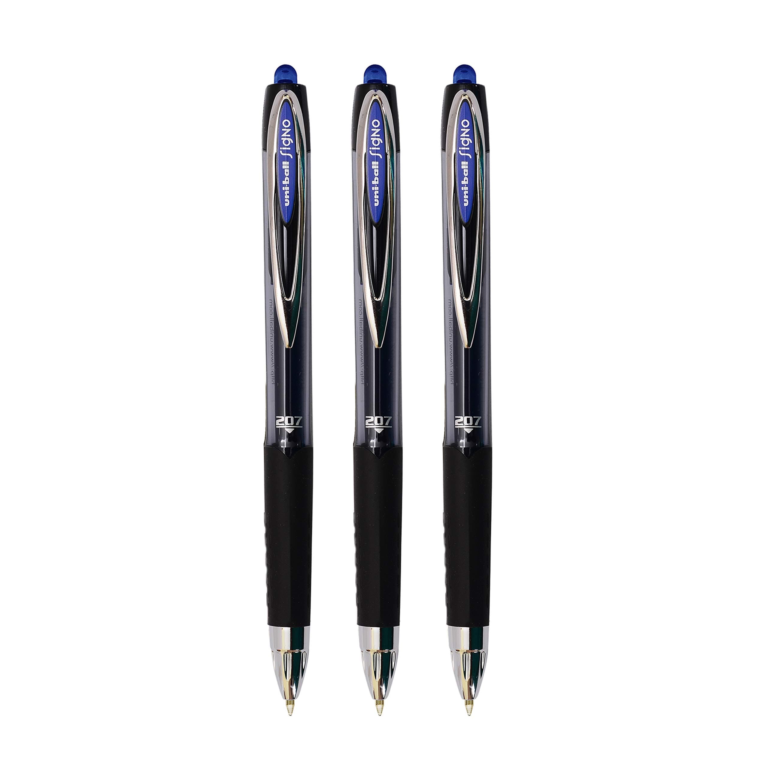 UNI-BALL Signo UMN207 0.7mm Retractable Gel Pen | Blue Ink, Pack of 3