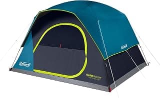 Coleman Dark Room SkyDome 6 Person Waterproof Camping Dome Tent l Fixed Pre-Attached Poles for Quick Pitch Nylon