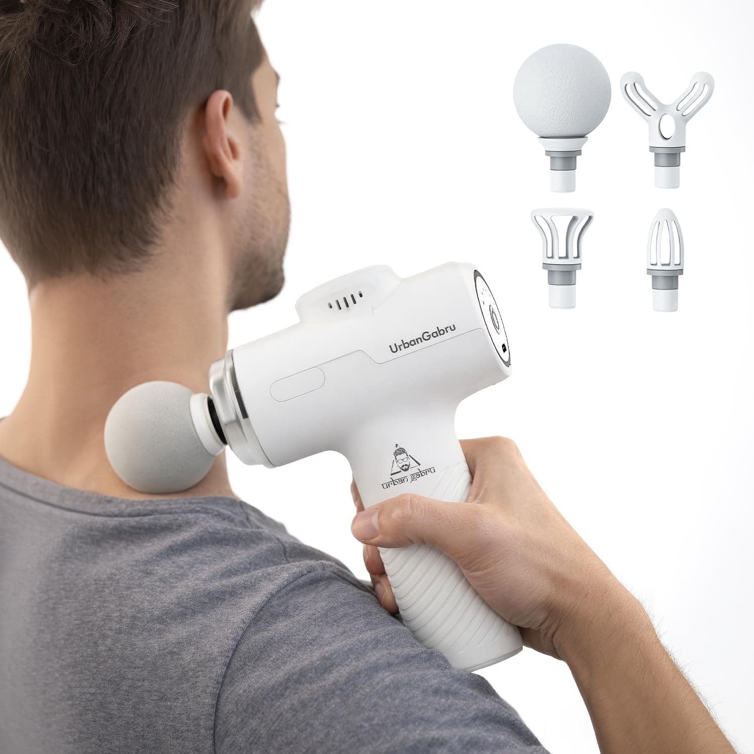 UrbanGabru Massage Gun for Pain Relief | Massager Machine for Full Body, Back, Neck & Shoulder | Deep Tissue Muscle Massage Gun | 4 Heads, 6 Speed Intensity | Rechargeable & Cordless