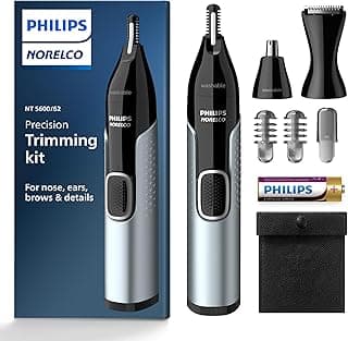 Norelco Men Philips Nose Trimmer 5000 For Nose, Ears, Eyebrows Trimming Kit, Nt5600/62, Black/Silver
